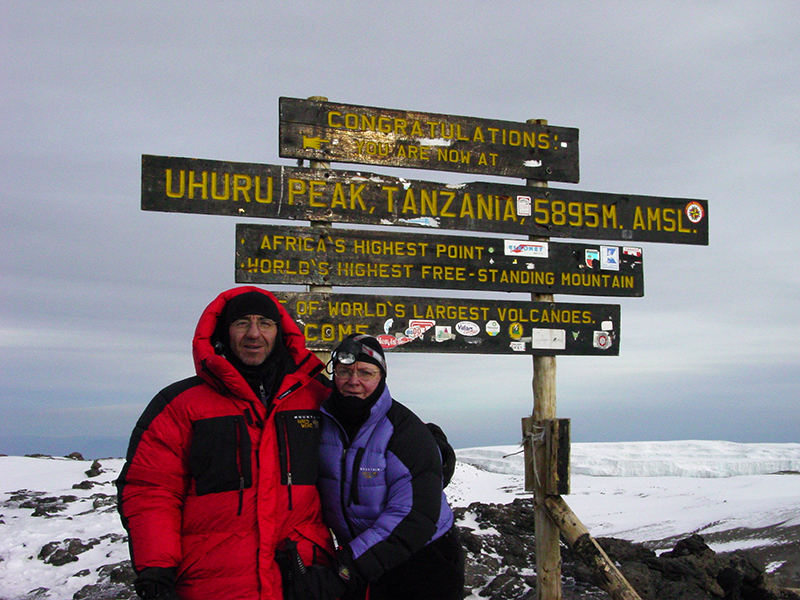 Al and Linda at Uhuru Peak (19,340 ft.)